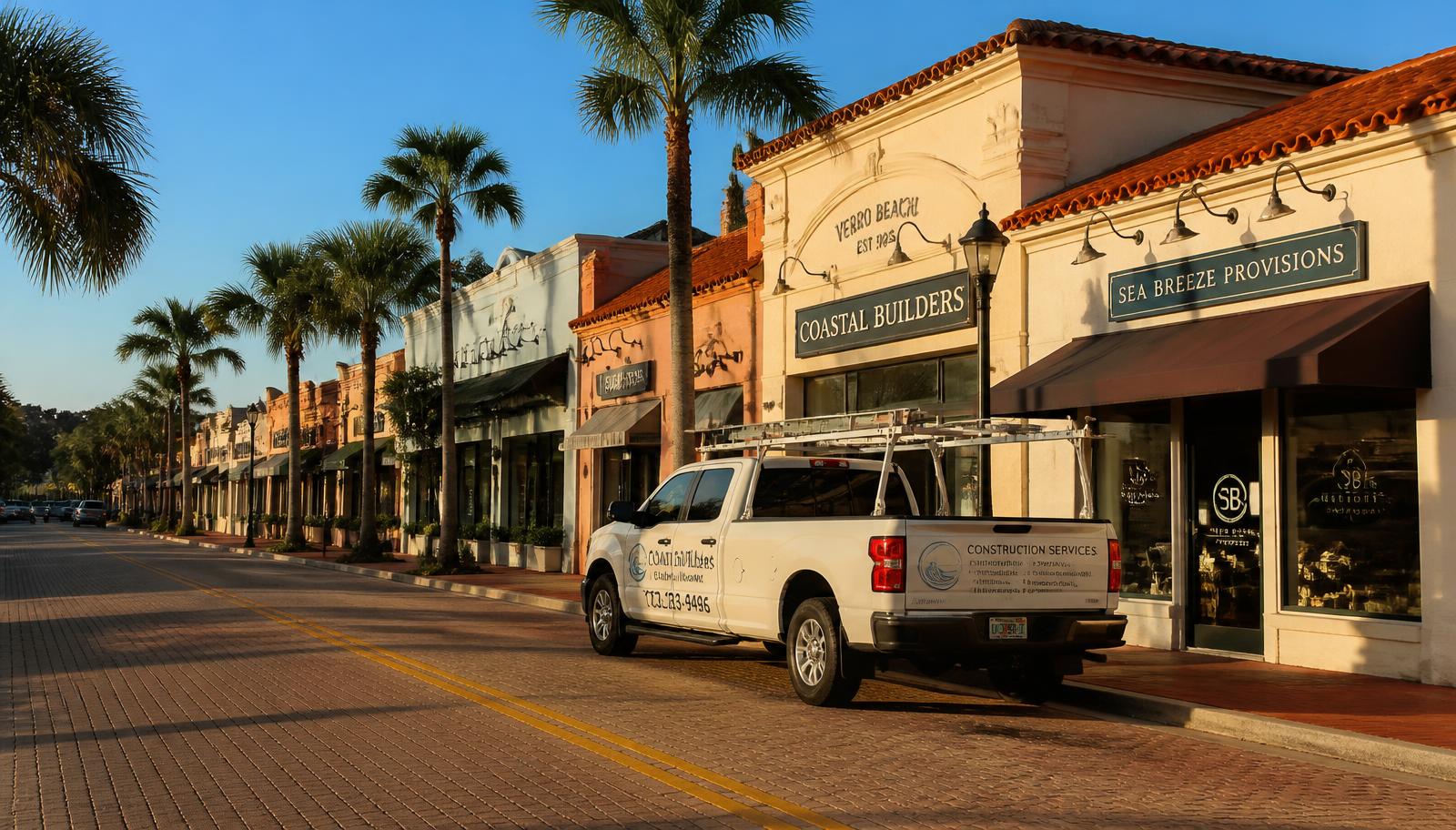 A Florida main street with small local businesses